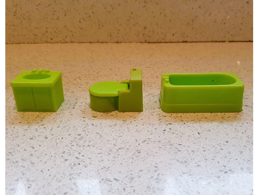 80s Fisher-Price, Little people, family House furniture, Bathroom, Green, Vintage Fisher Price Toys