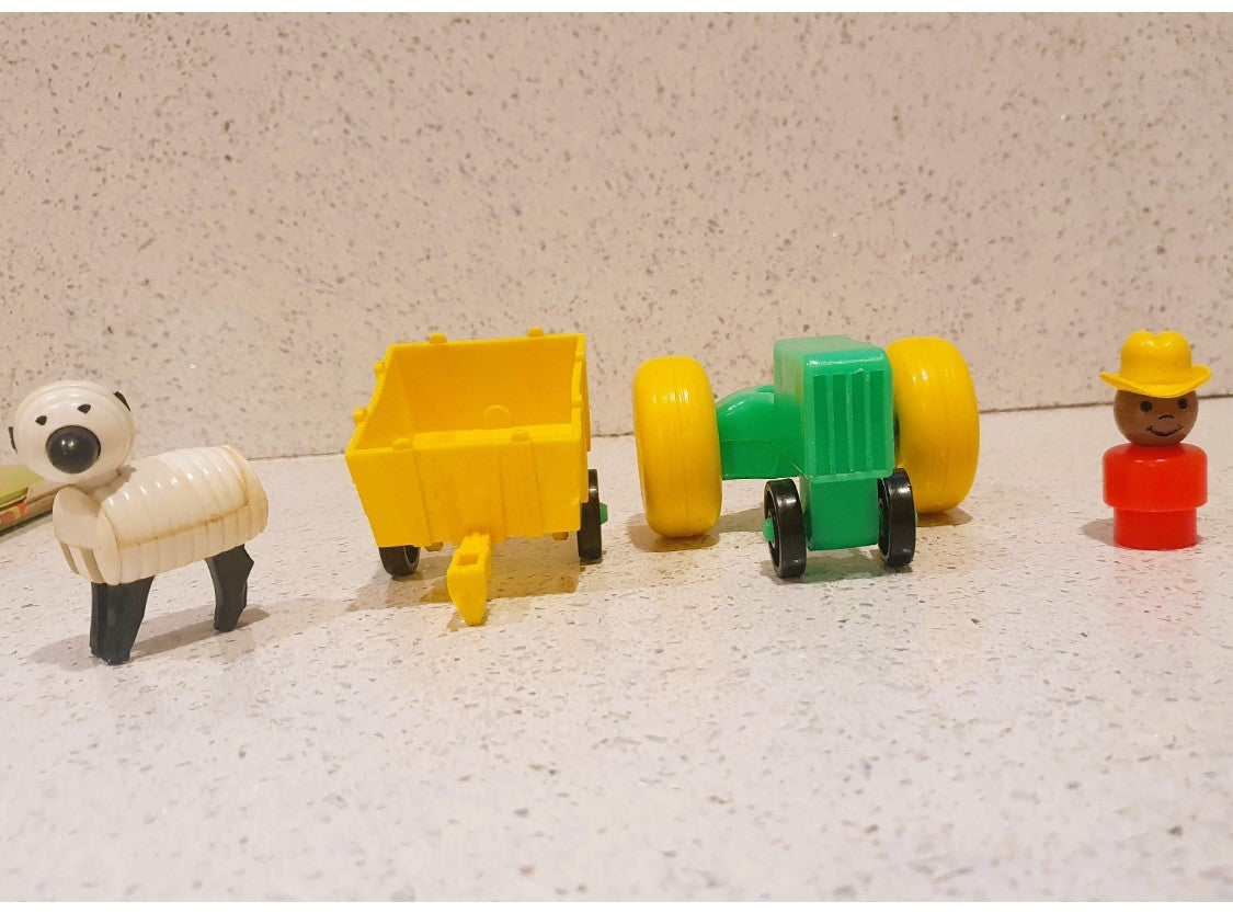 Vintage Fisher-Price Tractor, Black Farmer, Black Cowboy, Sheep, Fisher Price Tractor, Vintage Fisher Price Toys