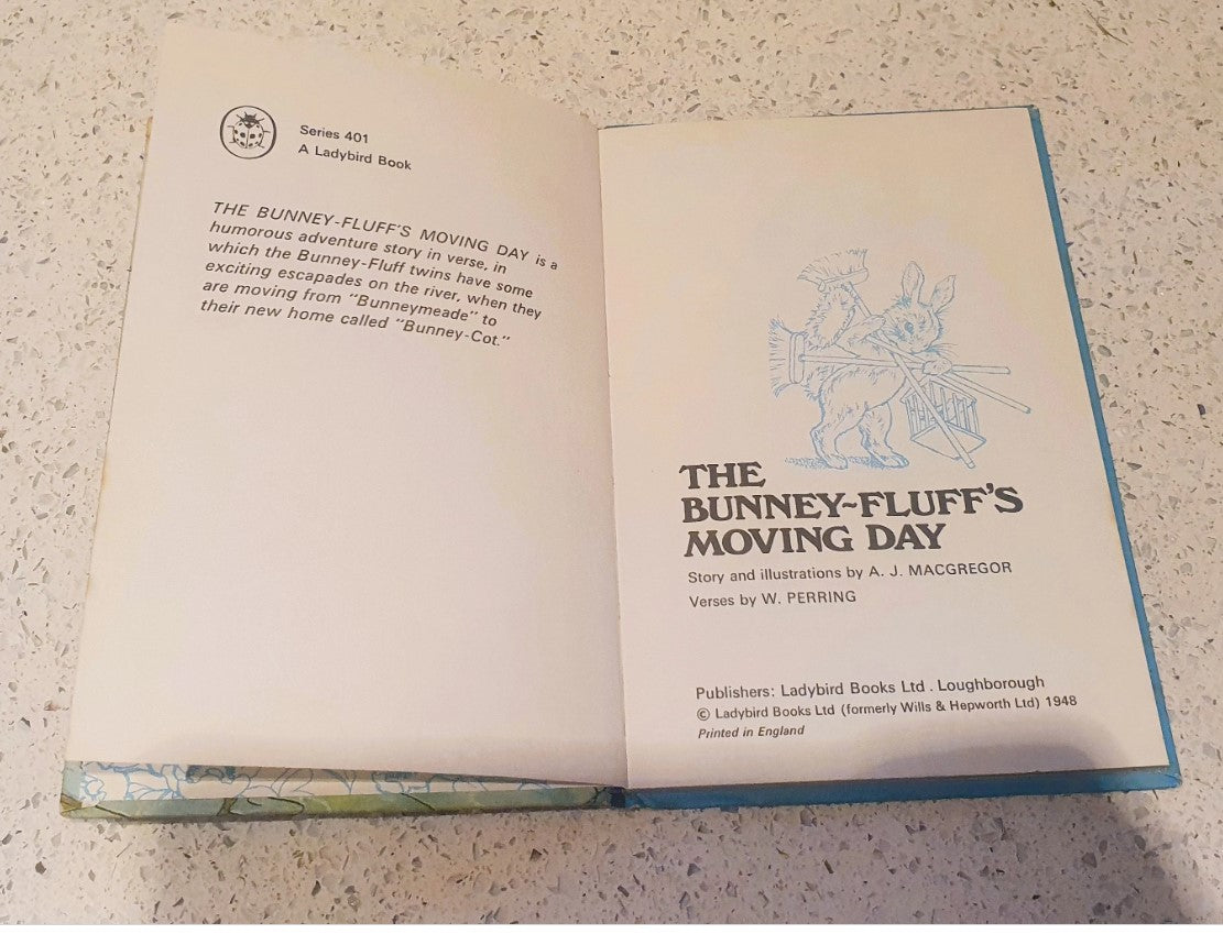 Bunny Fluffs Moving Day, Rhyming Stories, Macgregor, Good Condition, Vintage Ladybird Book,