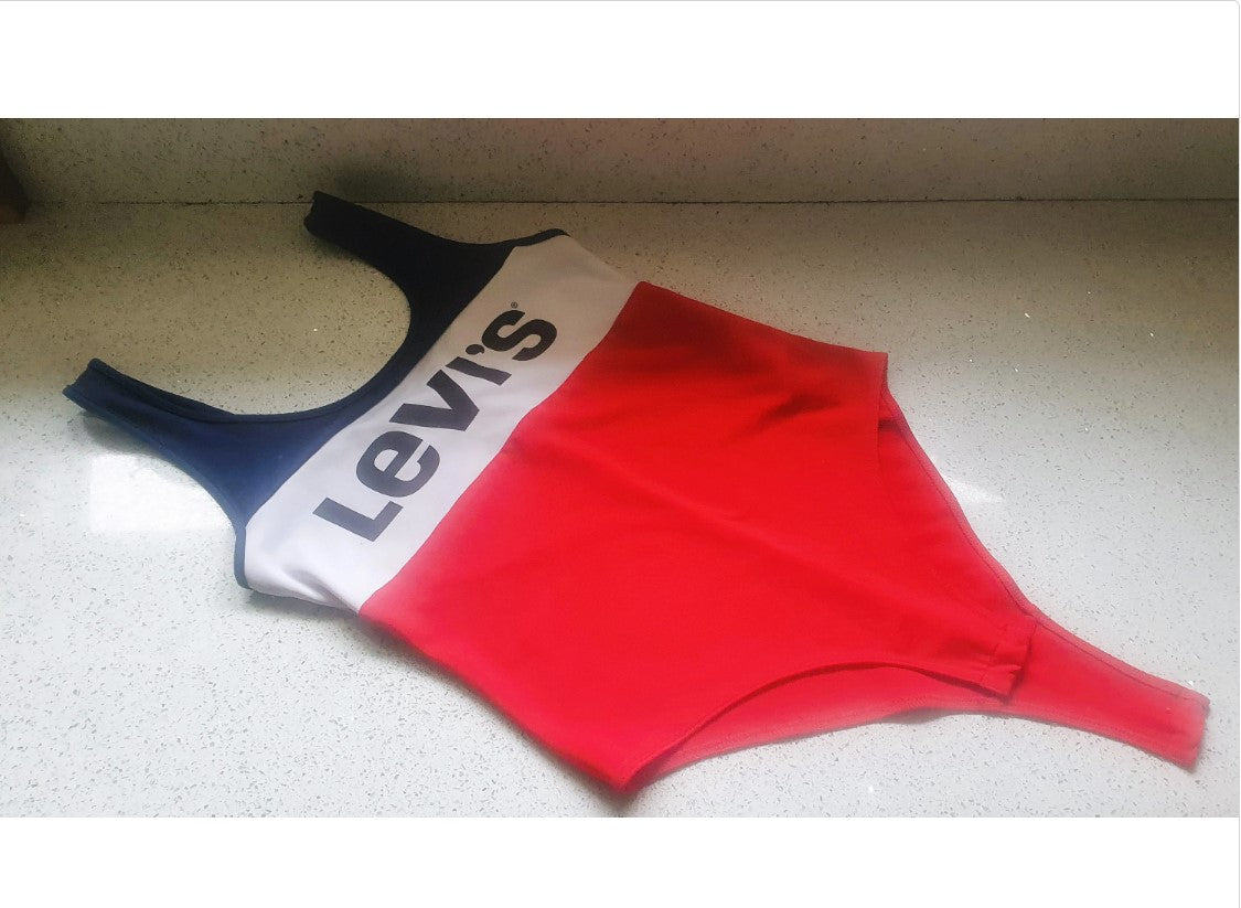Vintage LEVI's Swimsuit, Vintage LEVI, Swimming Costume / Body Suit, Size Small, UK 10, Excellent Condition