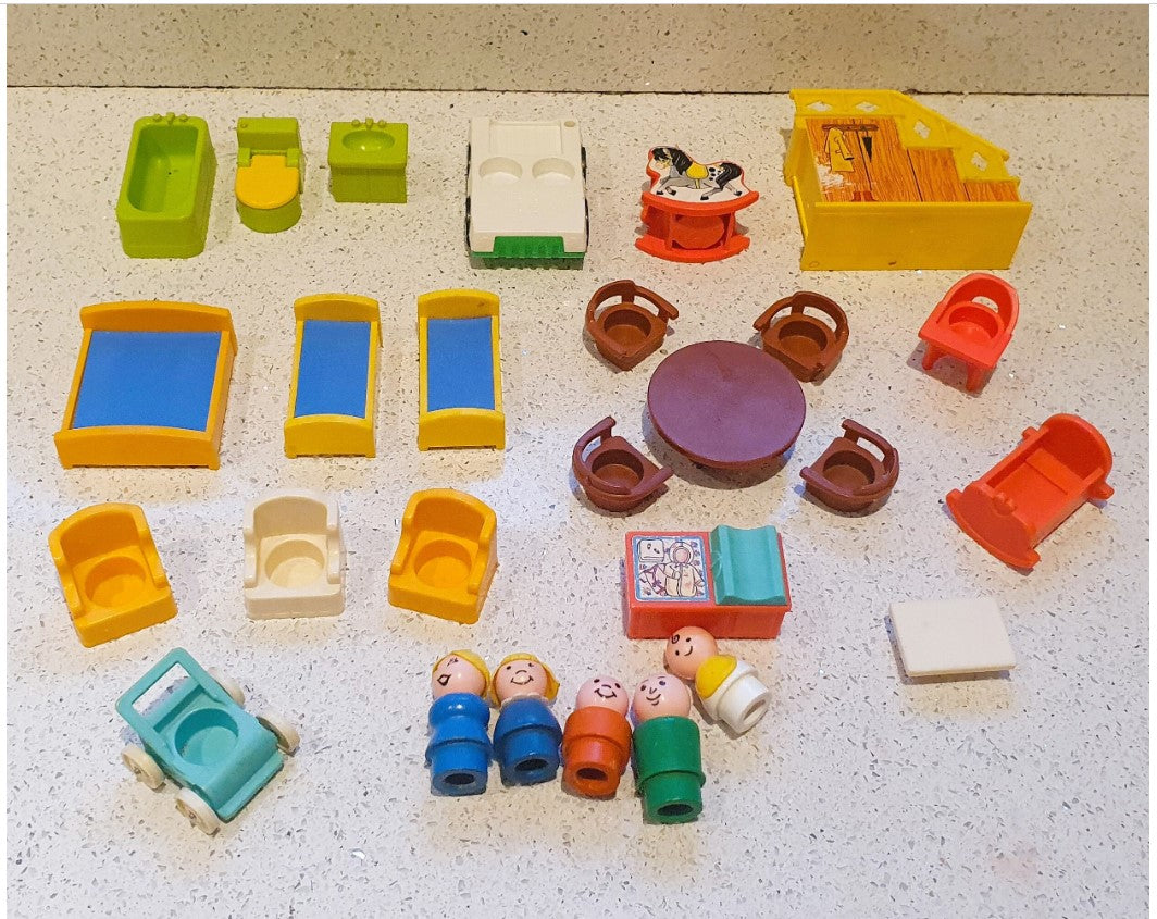 Fisher-Price, Little People, Family House, Tudor House, Brown House, 70s, Complete, very good condition