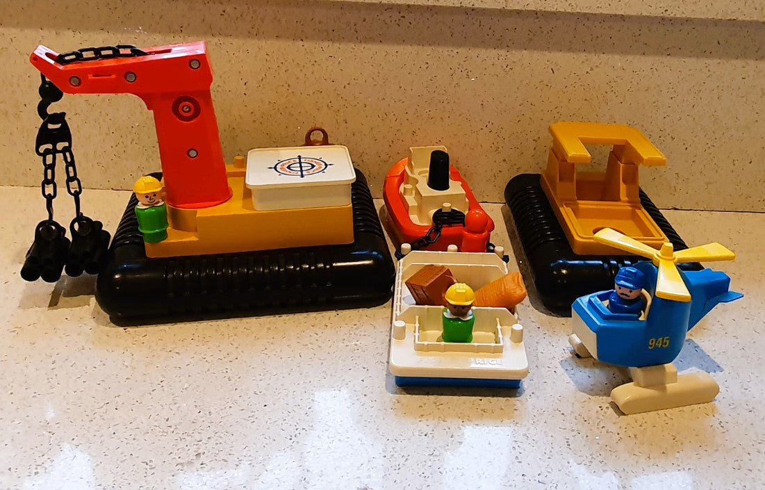 Fisher-Price Offshore Cargo Base, Fisher Price Cargo Base, Floating, Sea Helicopter, Boats, Crane, Marina Scuba Diver, Boxed