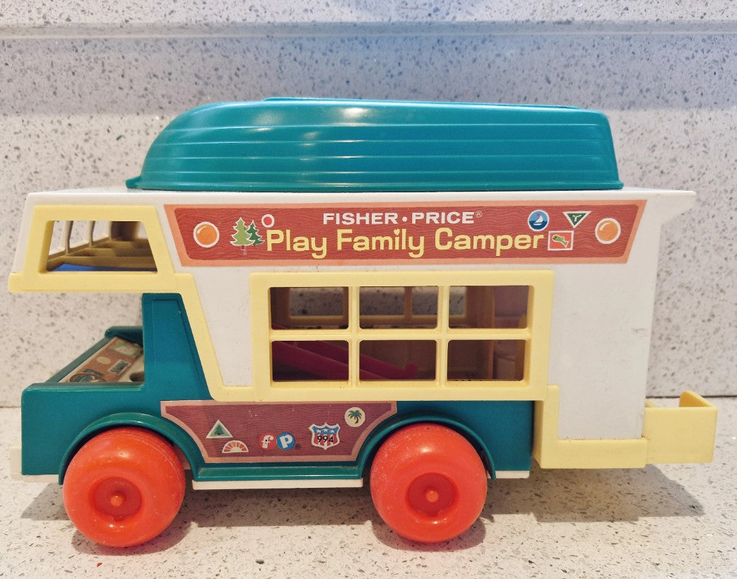 Fisher-Price Vintage Play Family Camper Van, complete, 70s Fisher Price Play Family Camper, 70s. Fisher Price Camper Van