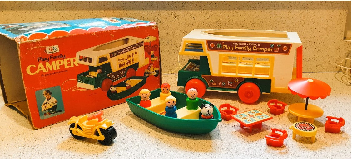 Fisher-Price Vintage Play Family Camper Van, complete, 70s Fisher Price Play Family Camper, 70s. Fisher Price Camper Van