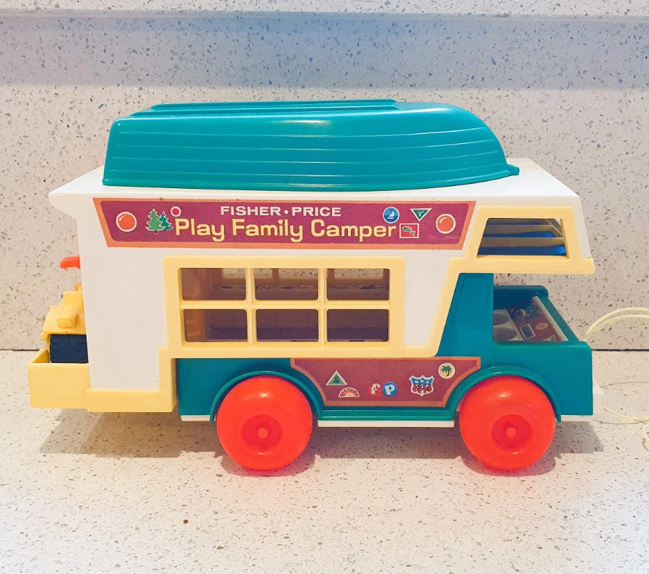 Fisher-Price Vintage Play Family Camper Van, complete, 70s Fisher Price Play Family Camper, 70s. Fisher Price Camper Van