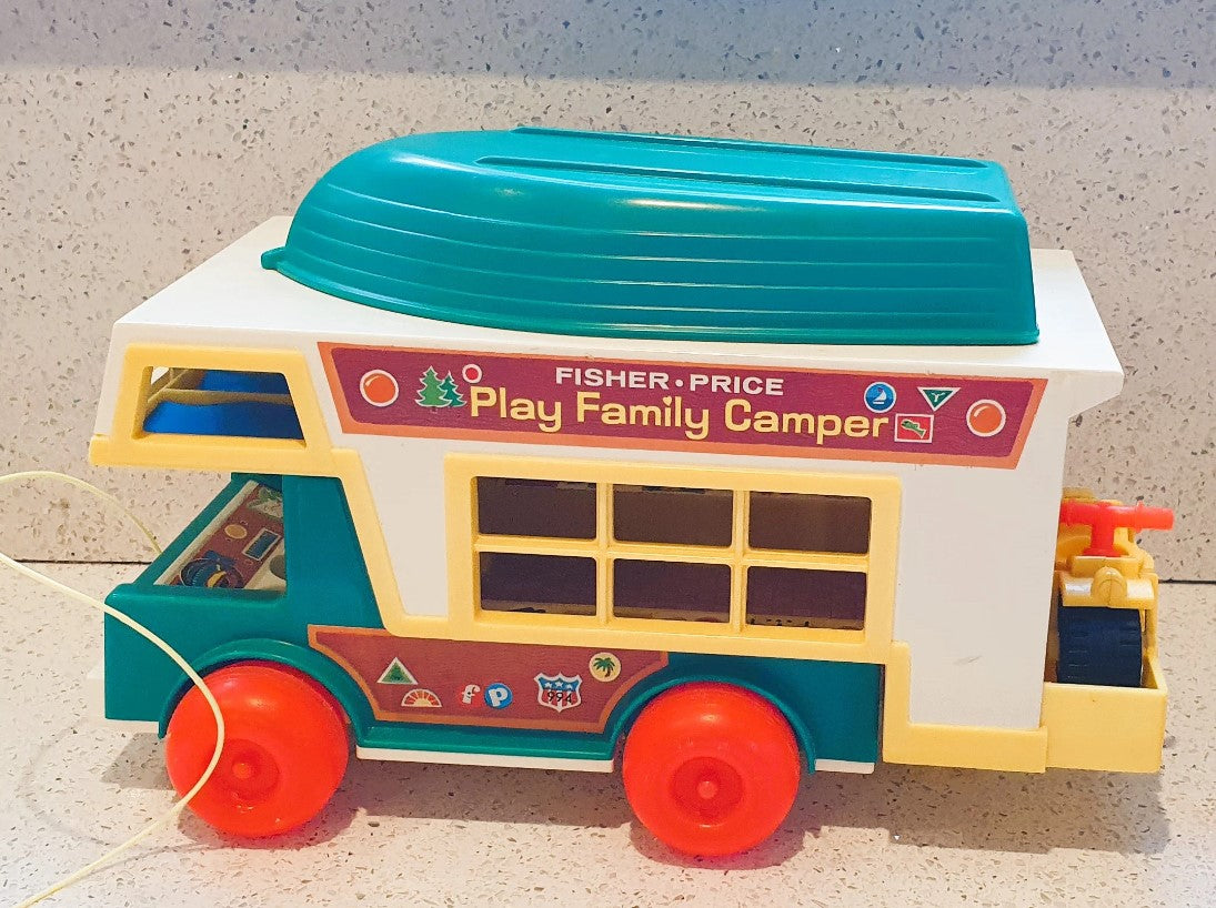 Fisher-Price Vintage Play Family Camper Van, complete, 70s Fisher Price Play Family Camper, 70s. Fisher Price Camper Van