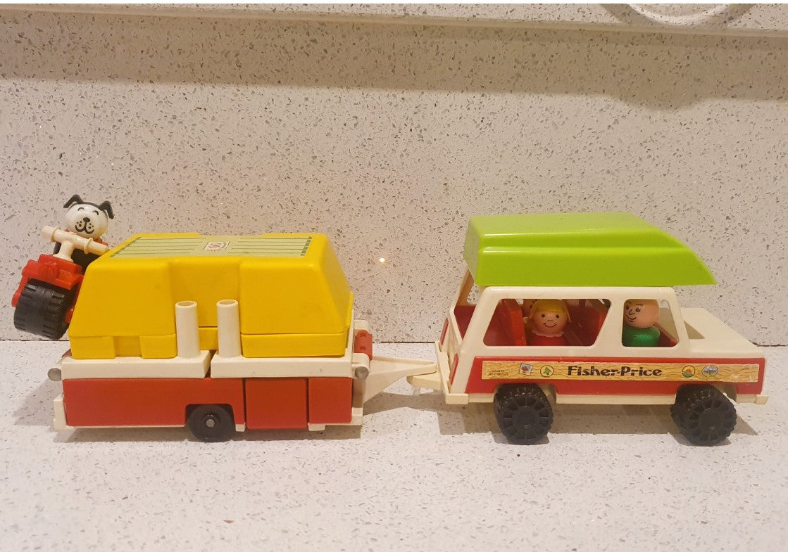 Fisher-Price Trailer Tent, Fisher-Price Pop up Camper, Complete, Fisher Price Trailer Tent, Vintage fisher Price Toys, 70s Fisher price little People