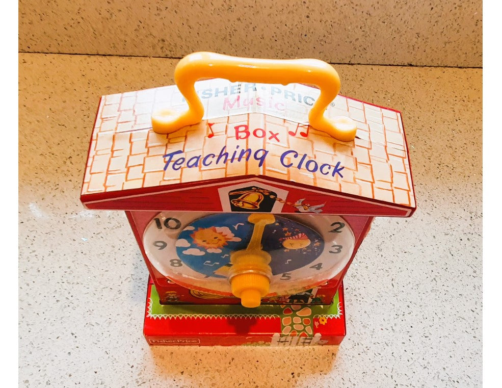 Vintage Fisher-Price Teaching clock, Wind up music toy, tell time, teach time, educational, Fisher Price Clock