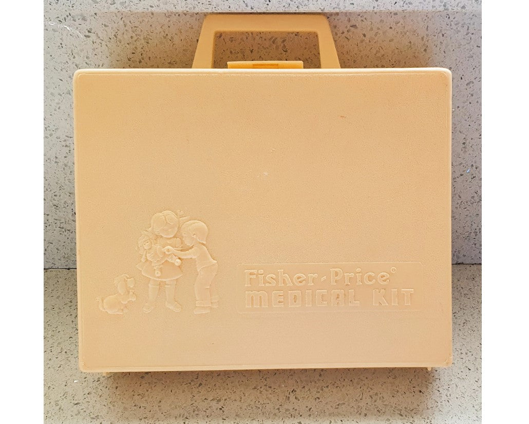 Vintage Fisher-Price Medical kit, Doctors set Pretend play, dress up, Blue