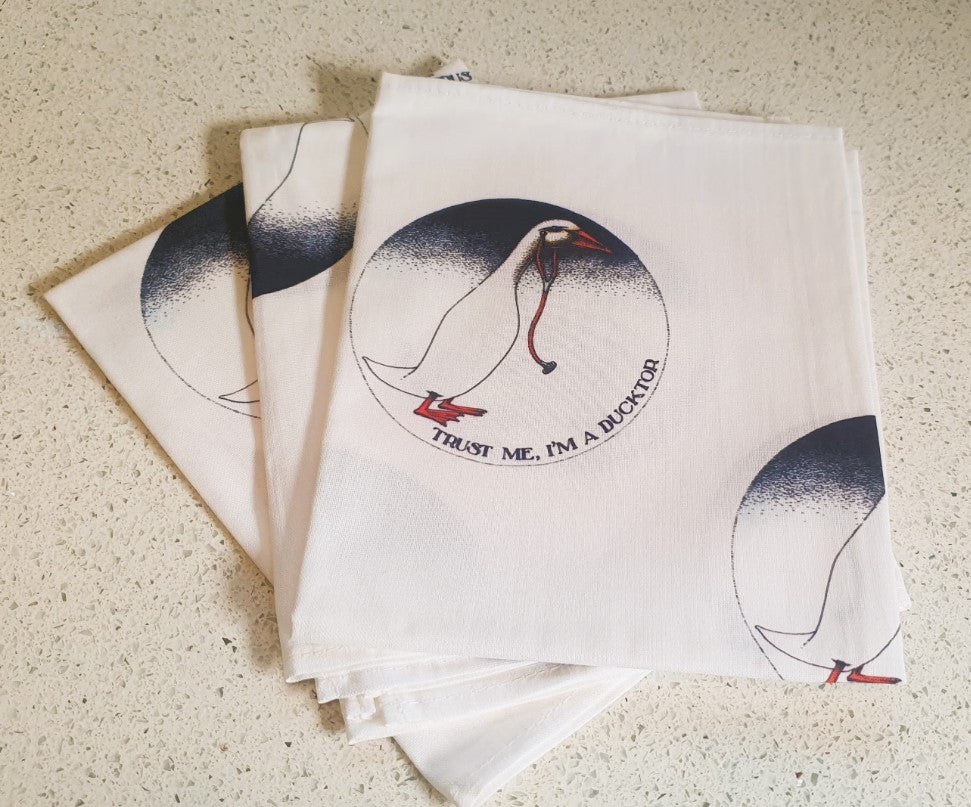 Simon Drew Tea Towel, Ducktor Tea Towel, Doctor Tea Towel Quirky Doctors Gift, Funny,