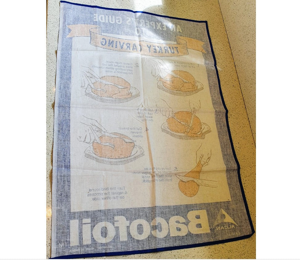 Bacofoil Tea Towel, How to Cook a Turkey, NEW, Vintage Stock,