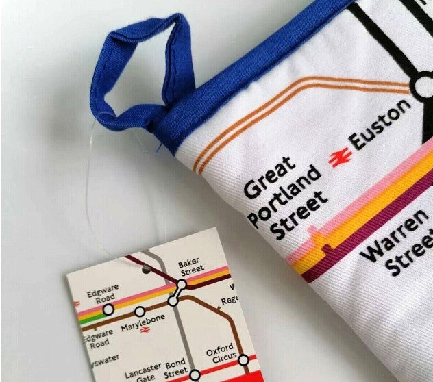 London Underground Oven Glove, Tube, London, Iconic, Heritage, Original, Larger Gauntlet style