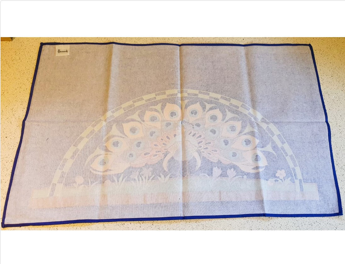 Genuine Harrods Tea Towel, Harrods Tea Towel, Peacock, peacock, British, English, RARE PRINT