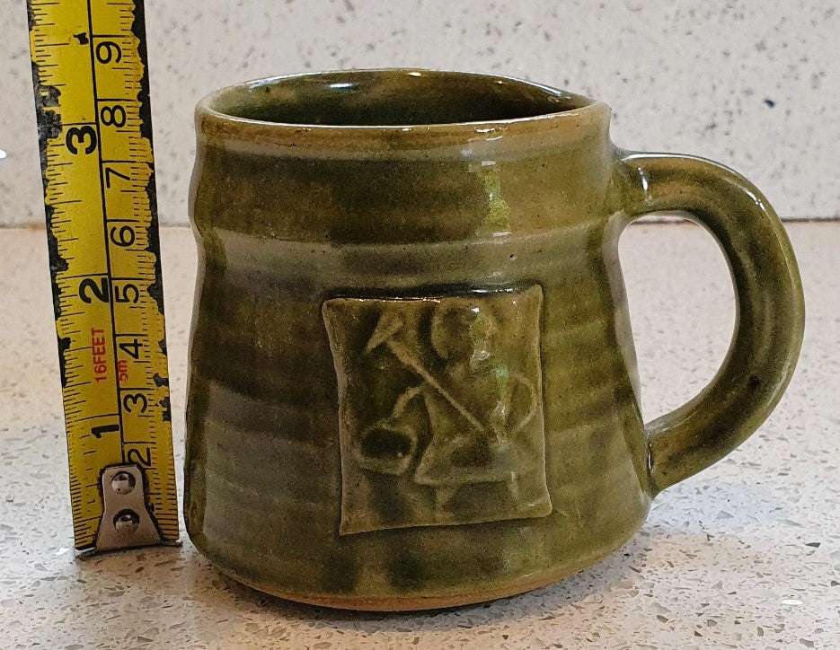 Handmade, Stoneware Coffee Cup, Vintage Stoneware Mug, Coffee cup, Handmade, Green, Small, Quirky, Unique Pottery Mug