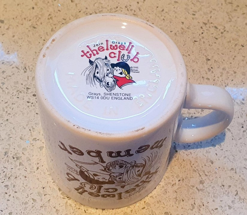 THELWELL Mug, Norman Thelwell, Grays, Thelwell Mug, Thelwell club member mug, Aldridge, Staffordshire England, Pony, Nostalgia