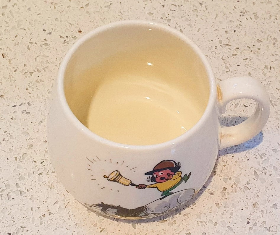 THELWELL Mug, Norman Thelwell, Grays, Thelwell Mug, Rider with bell, Wake up pony, Aldridge, Staffordshire England, Pony Eats Rosette, Pony, Nostalgia