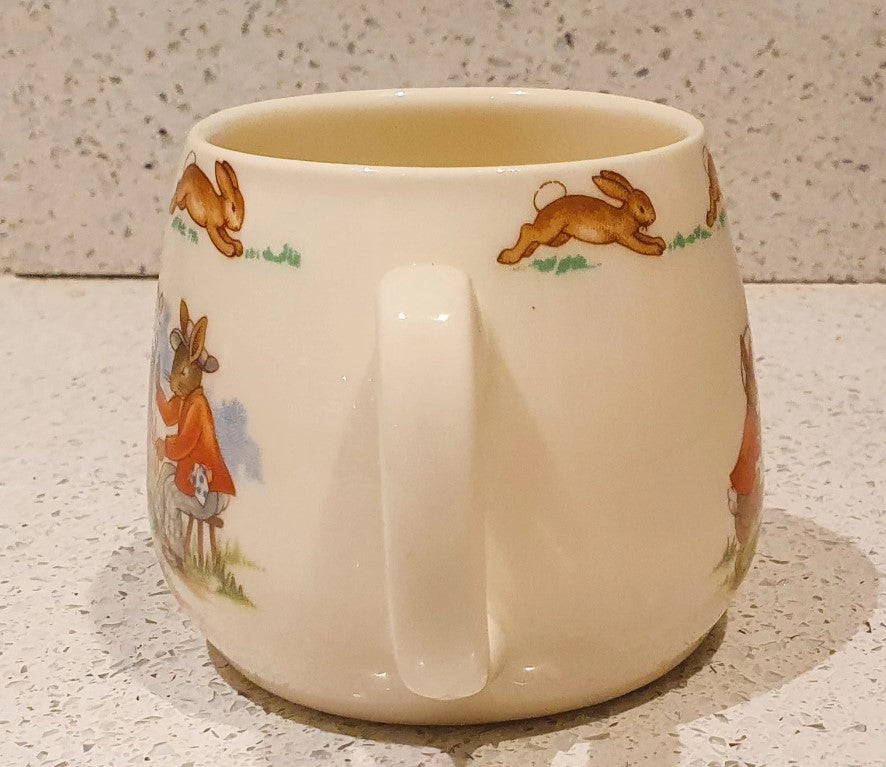 Bunnykins Mug, Bunnykins Cup, Ceramic, Royal Doulton, Christening, Baby Shower, 1950s, Rare