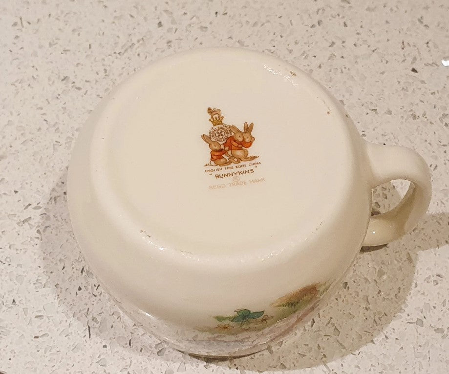 Bunnykins Mug, Bunnykins Cup, Ceramic, Royal Doulton, Christening, Baby Shower, 1950s, Rare