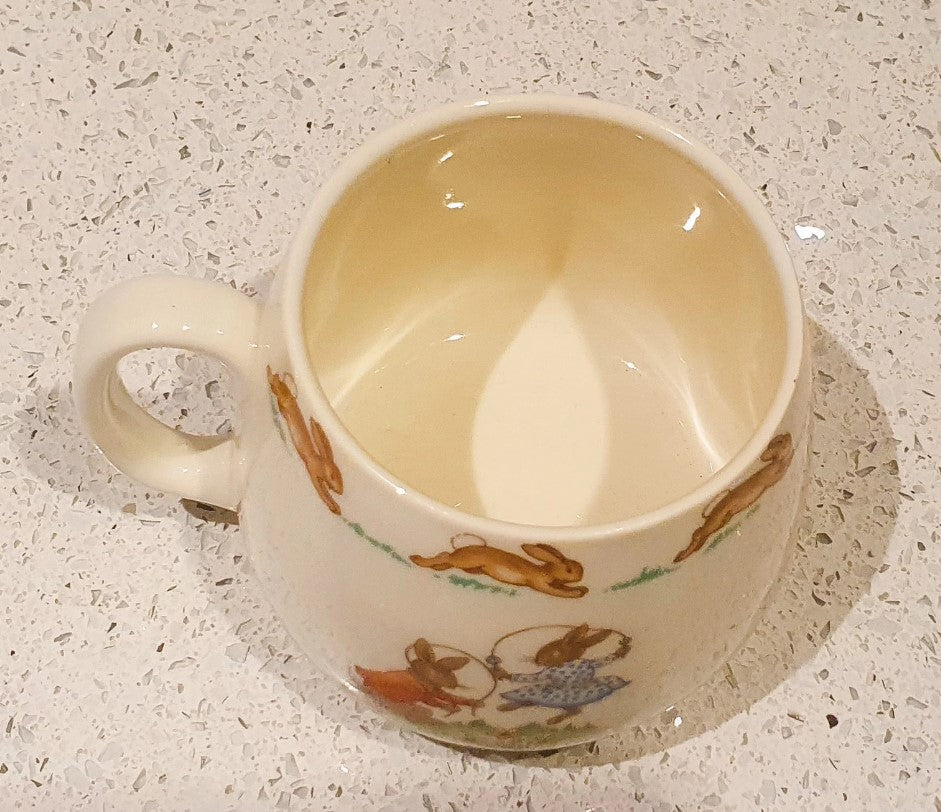 Bunnykins Mug, Bunnykins Cup, Ceramic, Royal Doulton, Christening, Baby Shower, 1950s, Rare