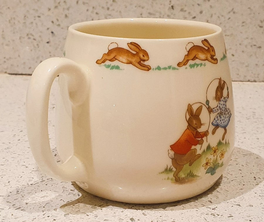 Bunnykins Mug, Bunnykins Cup, Ceramic, Royal Doulton, Christening, Baby Shower, 1950s, Rare