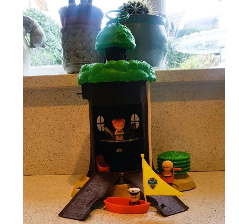 Tree Tots Lighthouse, working, complete, Discovery Time, Vintage Toy, 80s, 70s