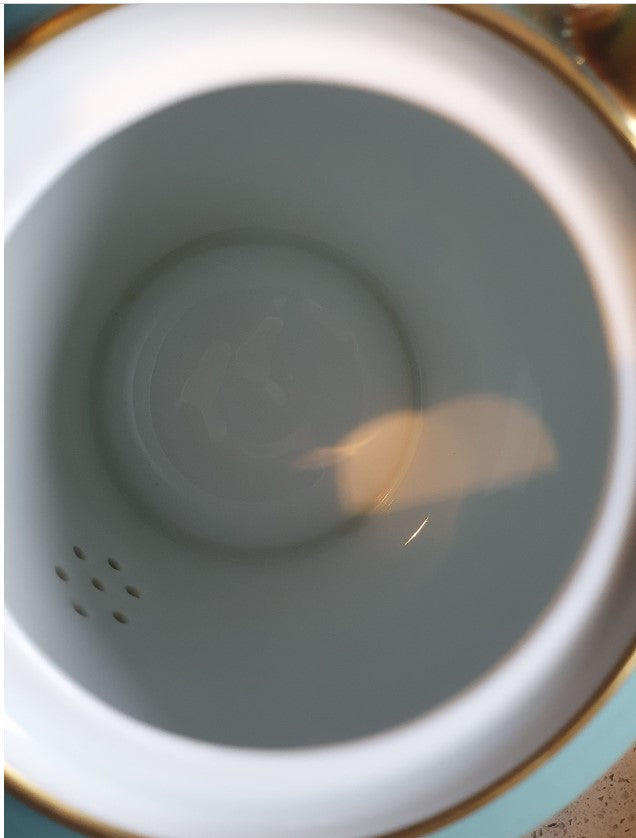 Harrods, Limoges, Sous Le Soleil, Coffee Pot, Blue, White, Gold, 24K, RARE