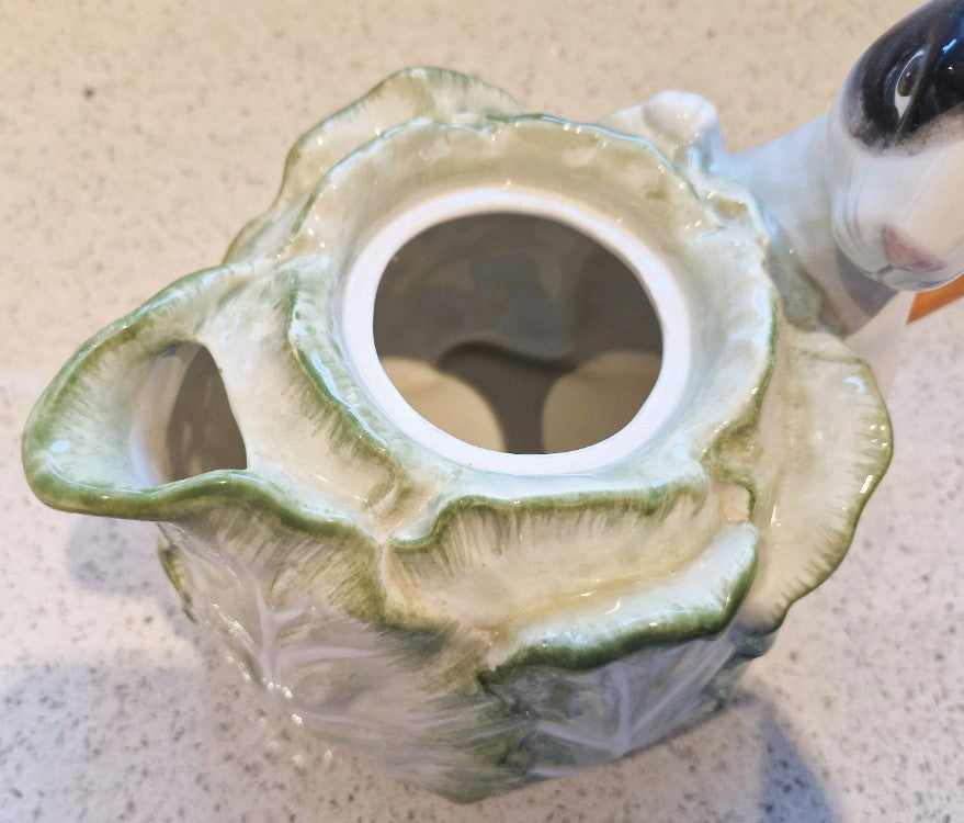 Fitz and Floyd, Rabbit Cabbage Teapot, 1987, Fitz and Floyd, Quirky Teapot, Excellent Condition, RARE
