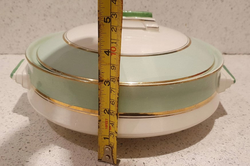 Art Deco Tureen, Art Deco Dinner Service, Palissy Royal Worcester Dinner Service, Green and Cream, Art Deco 1930s