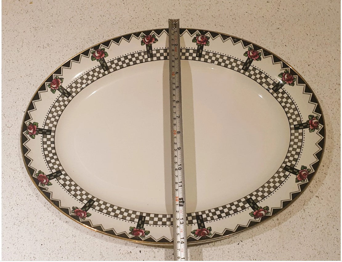Art Deco, Black and White Serving Platters, HUGE, Large, Art Deco China, Art Deco Ceramics, Made in England