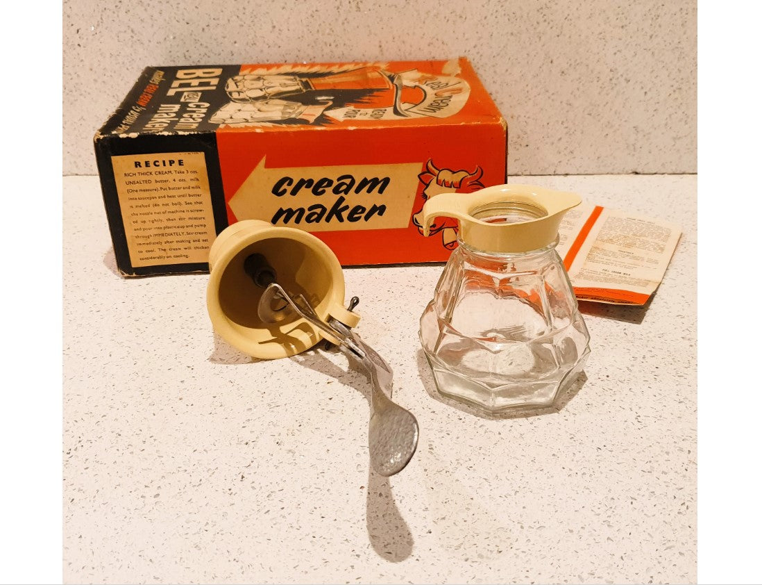 BEL Cream Maker, 60s, metal nozzle, Kitchenalia, Cream colour