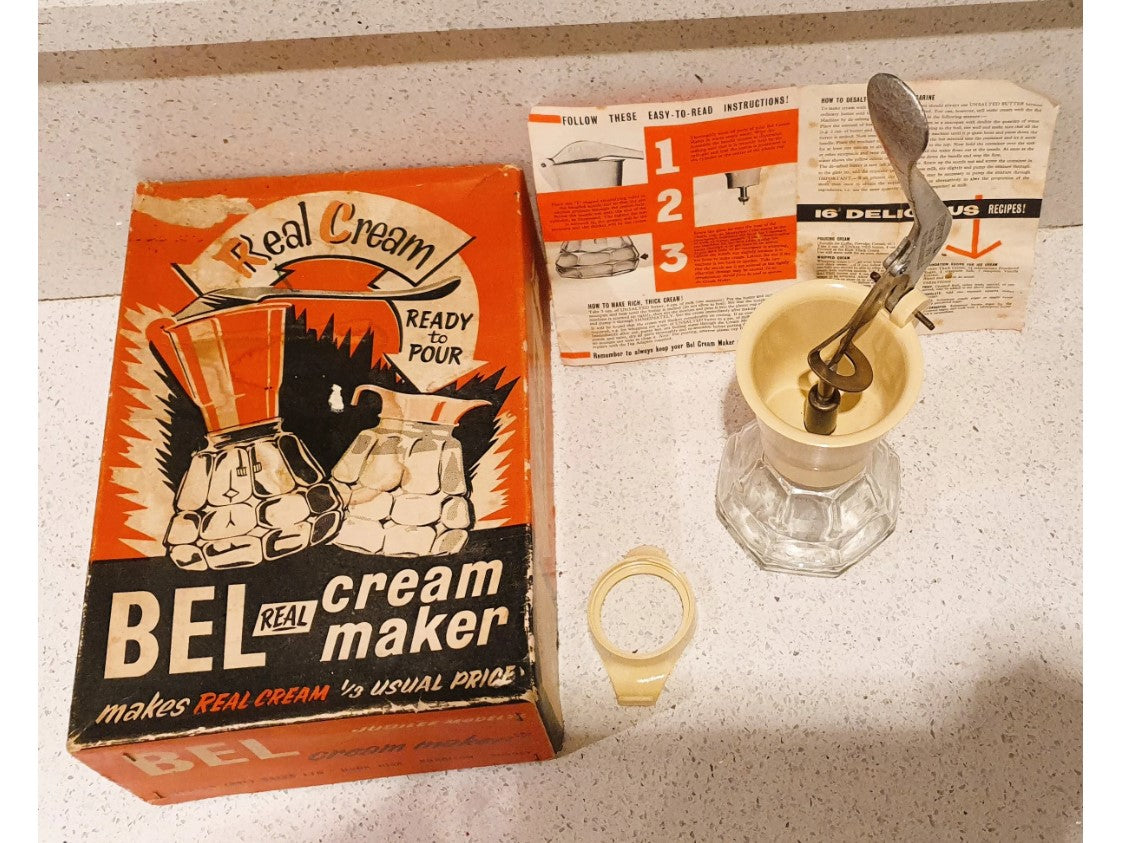 BEL Cream Maker, 60s, metal nozzle, Kitchenalia, Cream colour