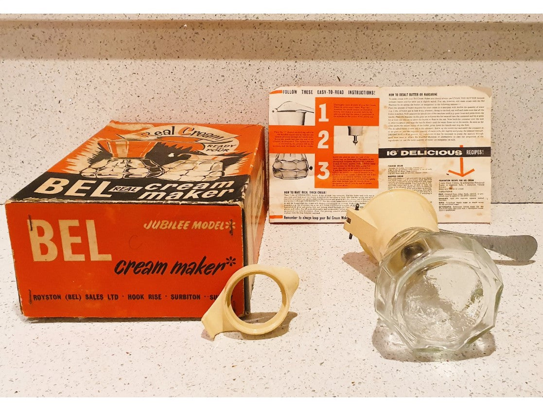 BEL Cream Maker, 60s, metal nozzle, Kitchenalia, Cream colour
