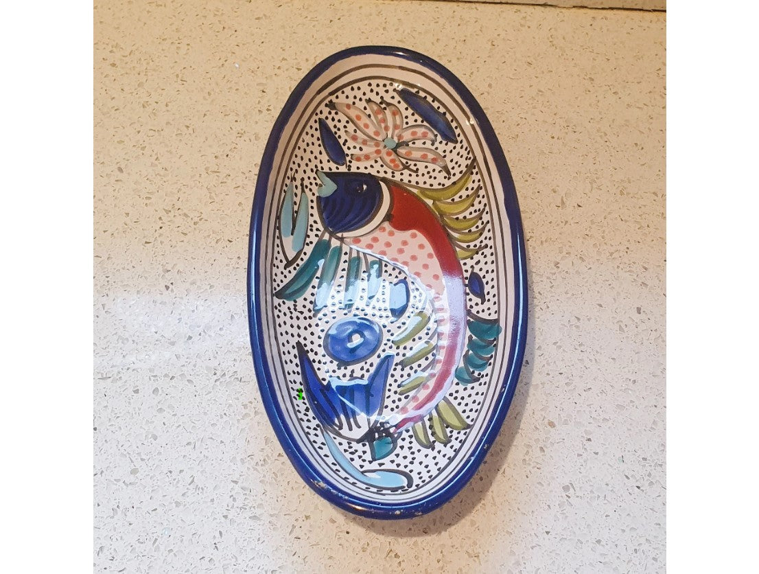 Portuguese, Hand Painted, Fish Plate, Fish Dish, Oval, 10 Inches,