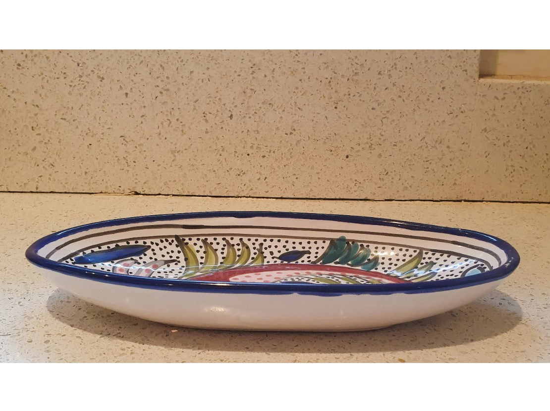 Portuguese, Hand Painted, Fish Plate, Fish Dish, Oval, 10 Inches,
