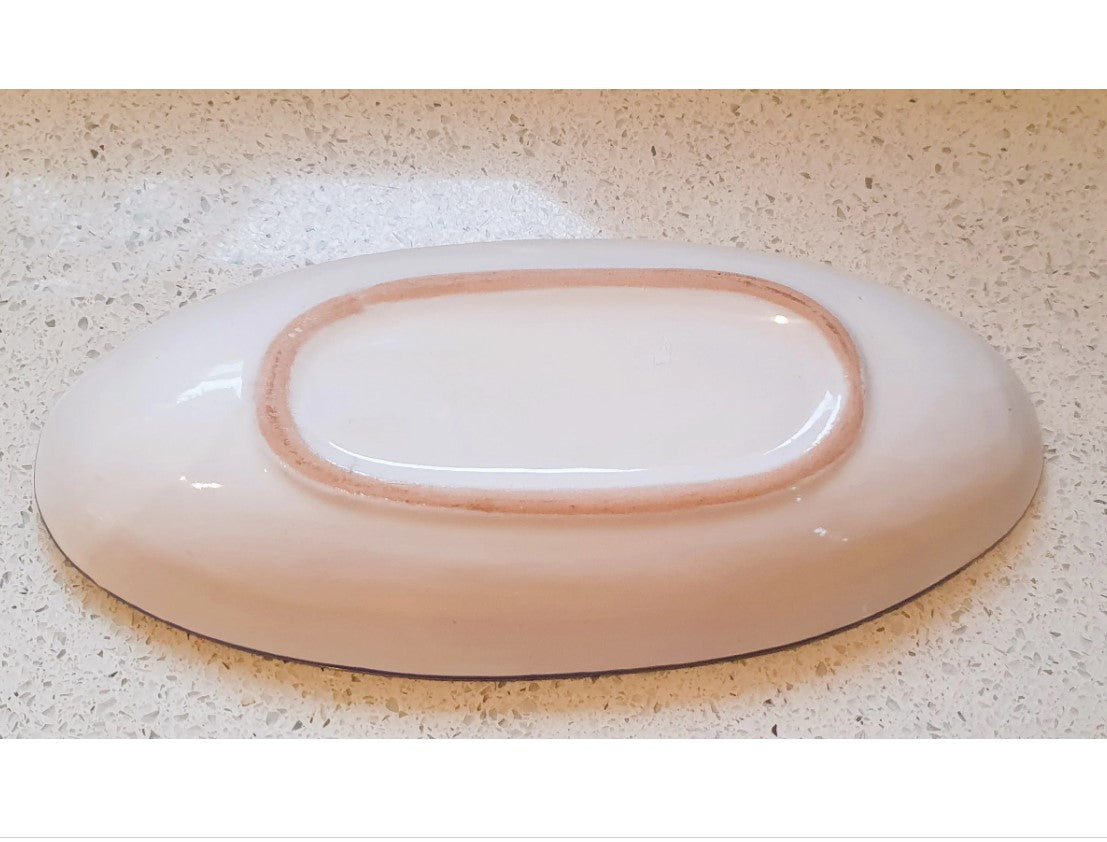 Portuguese, Hand Painted, Fish Plate, Fish Dish, Oval, 10 Inches,