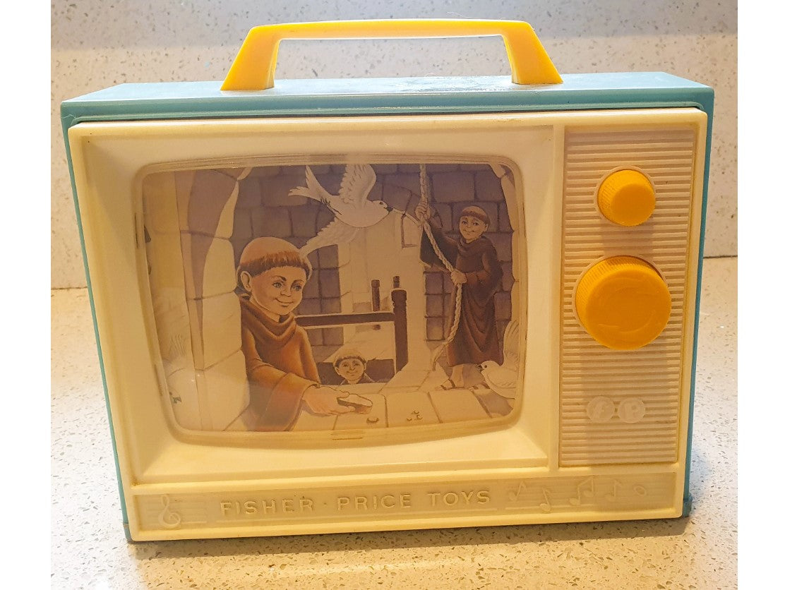 Fisher-Price Giant TV, Fisher-Price TV, Fisher-Price Blue TV, Wind Up, 70s Toy, Vintage Fisher Price Toys