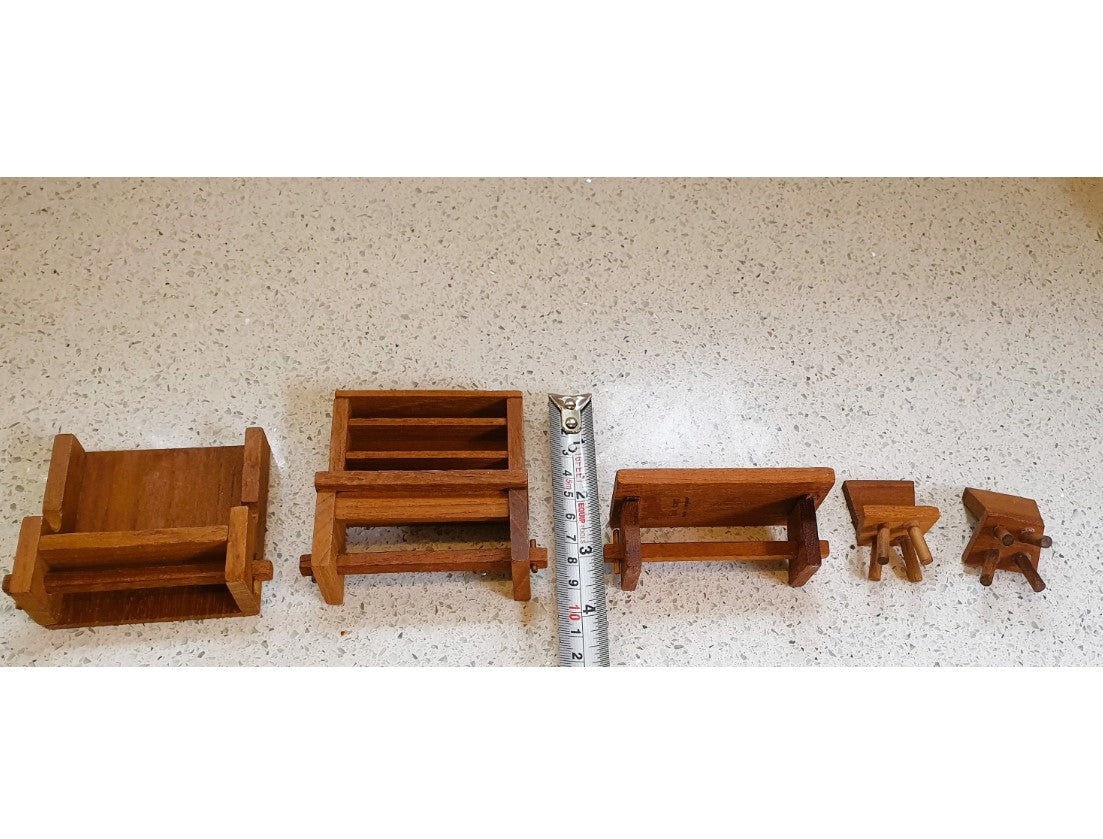 Vintage Folk Toys Wooden Dolls House Furniture, High Quality Wooden, English, Made in England, A1 Condition