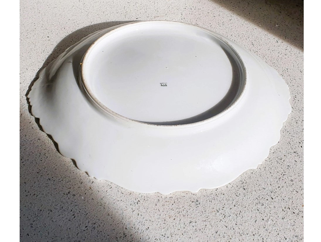 Vintage, Limoges, Theodore Haviland, Serving Platter, 14 Inch Chintz, Pink Flower, Fine China, French, Gold finished