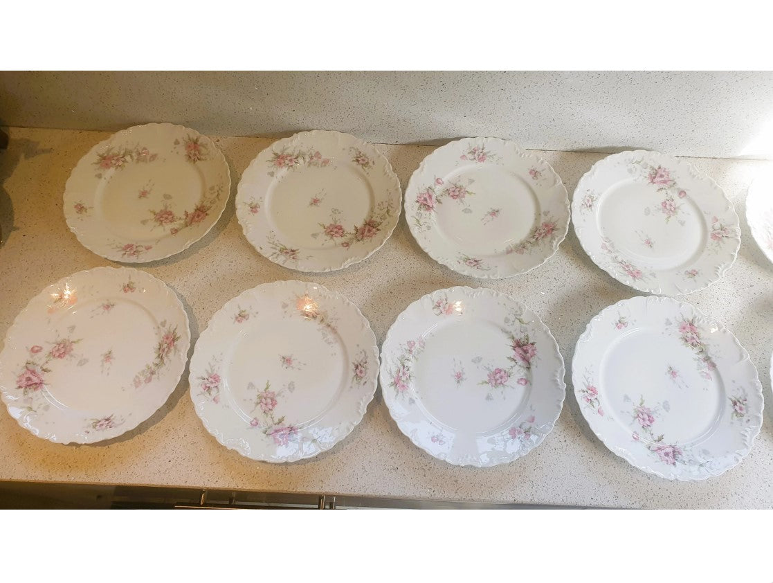 Vintage Limoges Dinner Plates, French, Theodore Haviland, Chintz dinner plate 9 3/4”, Hand painted pink flowers. Price for one Plate