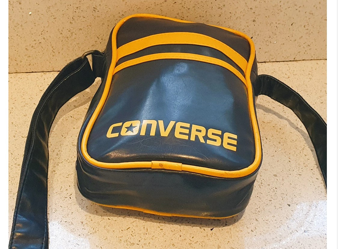 Converse Bag, Vintage Converse Cross Body Bag, Converse shoulder Bag, Blue and Yellow, Very Good Condition