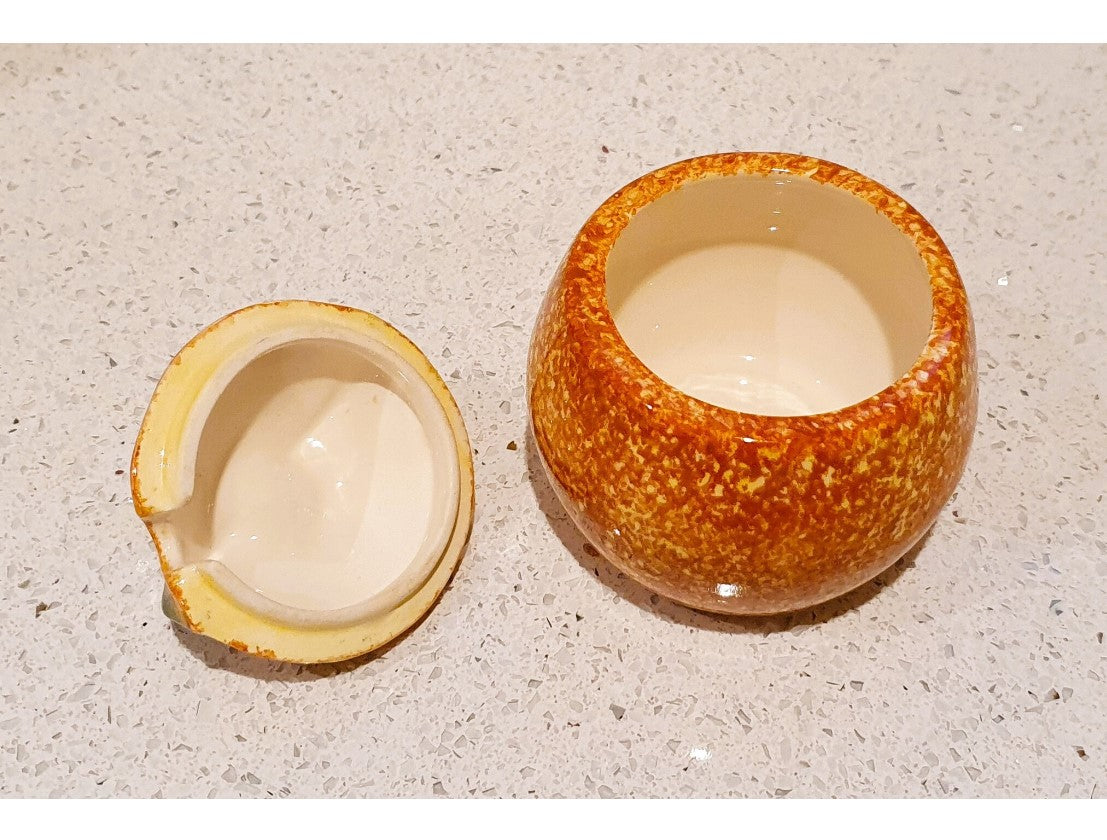 Toni Raymond Marmalade Jar, Ceramic Orange Shaped Jar, Marmalade Pot Jam Pot, Orange, with lid, 60s Kitchen, Kitsch, Quirky