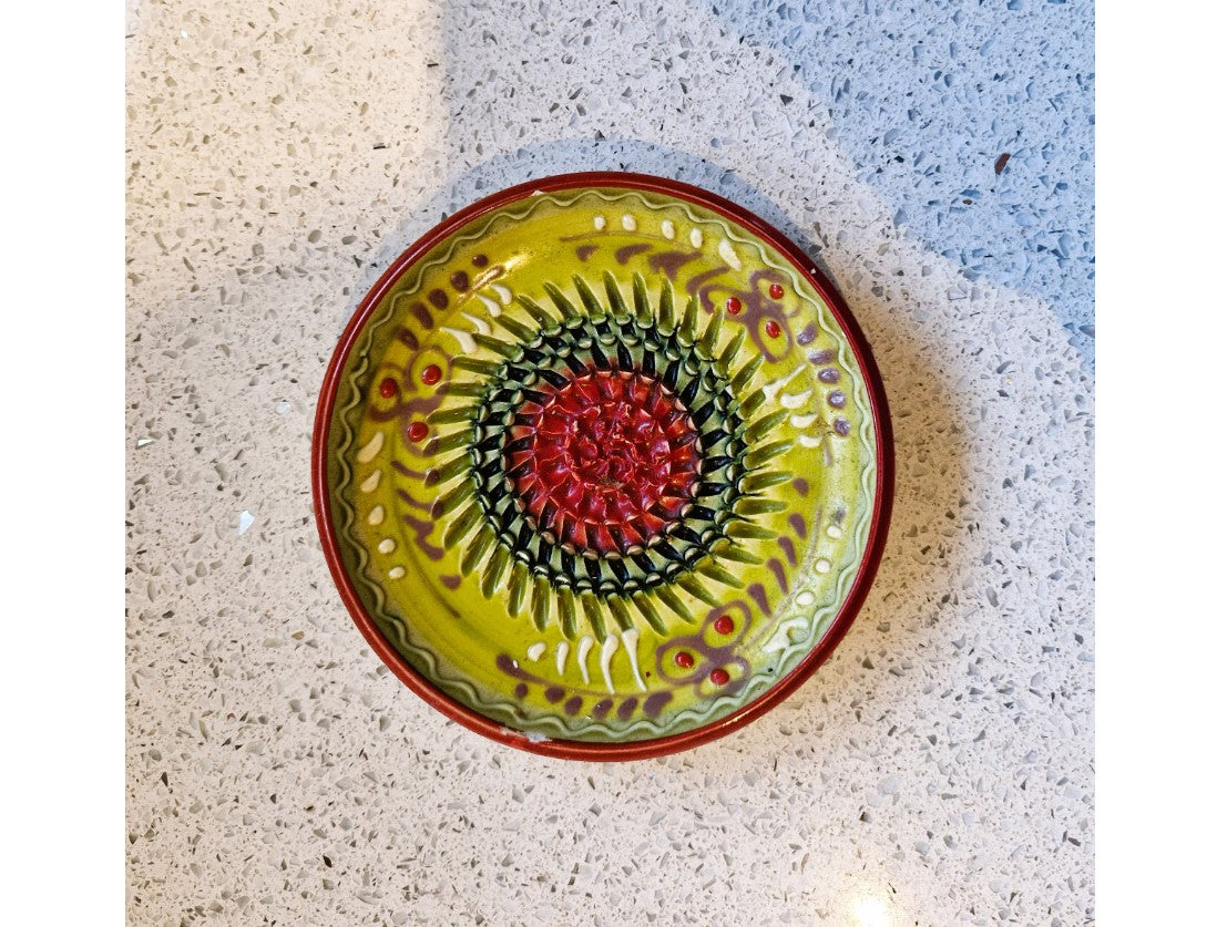 Garlic Grater Plate, Handmade, Hand Painted, Spanish, Ceramic, Bright, Colourful, Very good condition