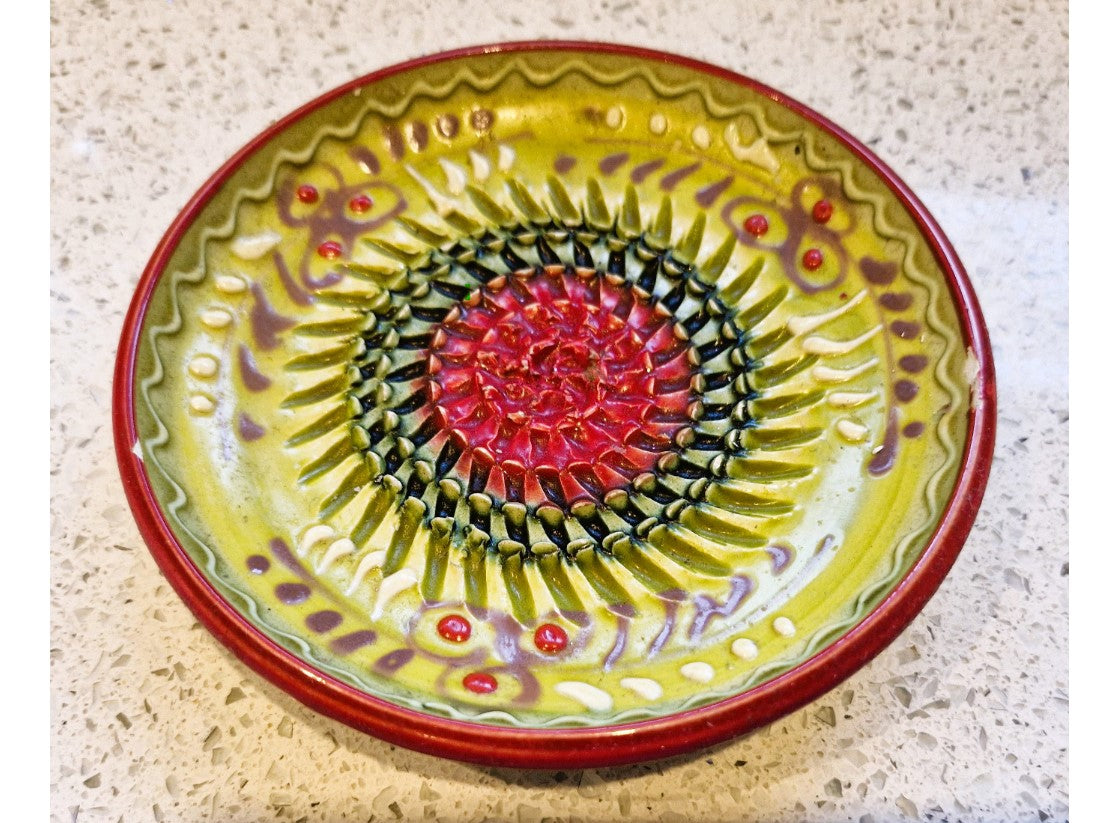 Garlic Grater Plate, Handmade, Hand Painted, Spanish, Ceramic, Bright, Colourful, Very good condition