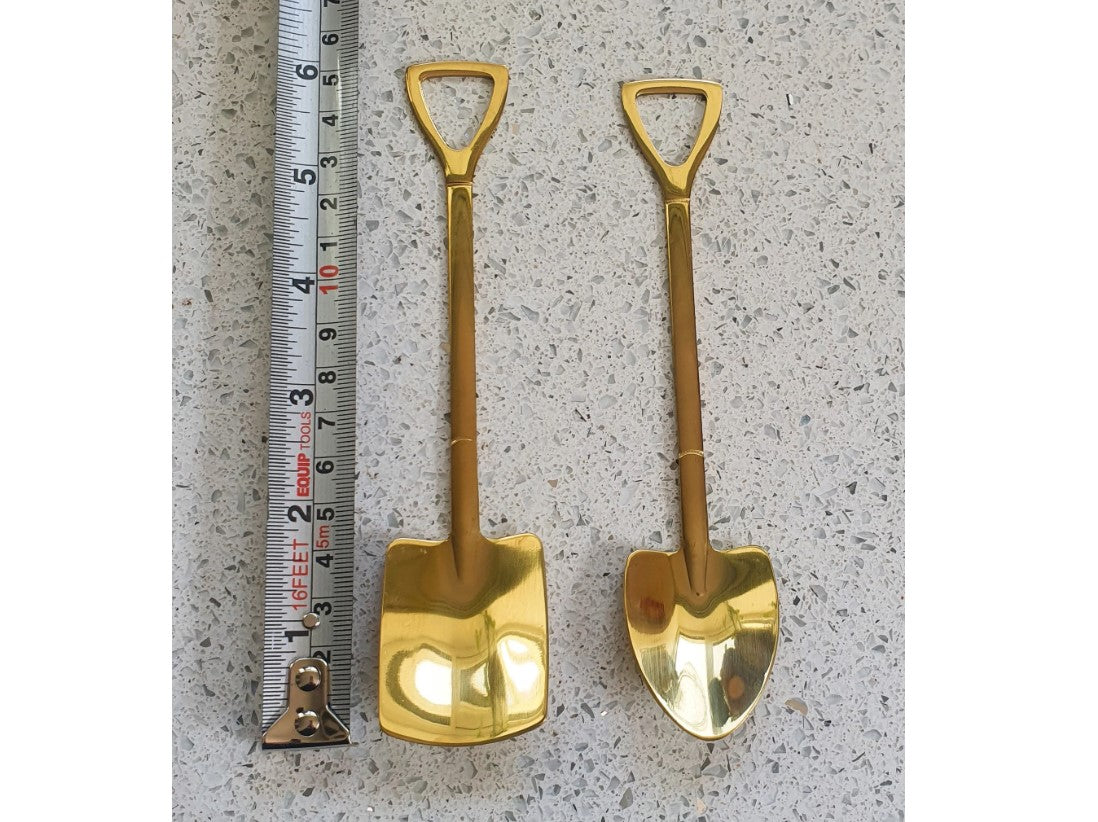 Ice Cream Sundae Spoons, Gold, Spades, shovel, Quirky, Set of 2
