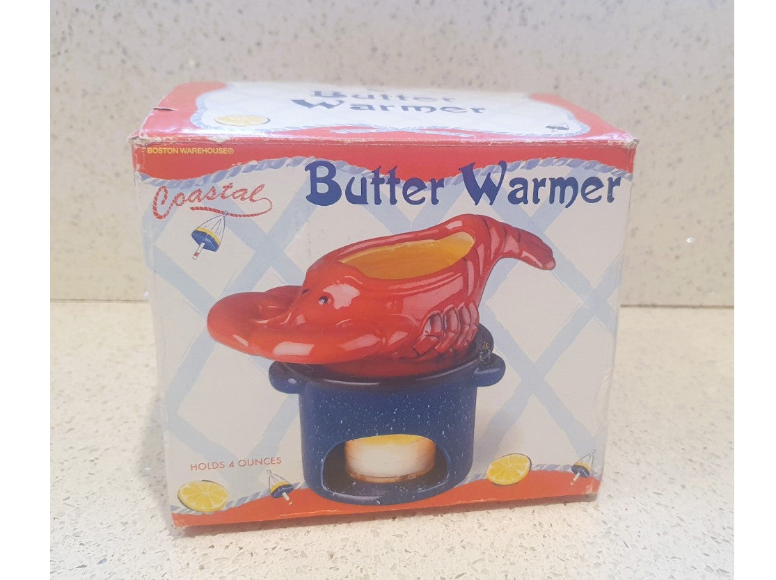 Hummer-Butterwärmer, Boston Warehouse, Fondue-Set, Hummerform, Krallenförmiger Cracker, Boston Warehouse Butterwärmer, Krallencracker, Vintage