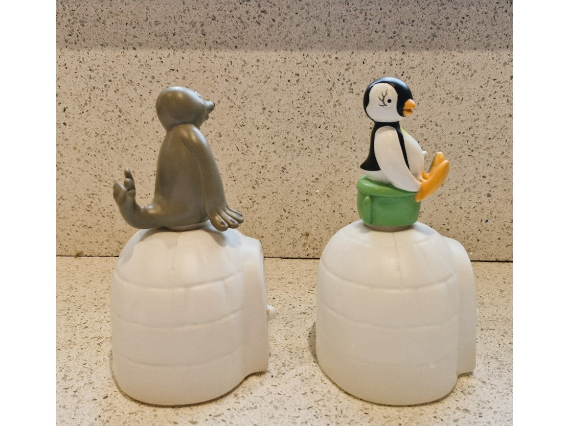 PINGU, Pinga , sister, Robbie The Seal, On An Igloo . 1990s, bubble bath bottle, Robbie, Pinga, Pingu, BBC