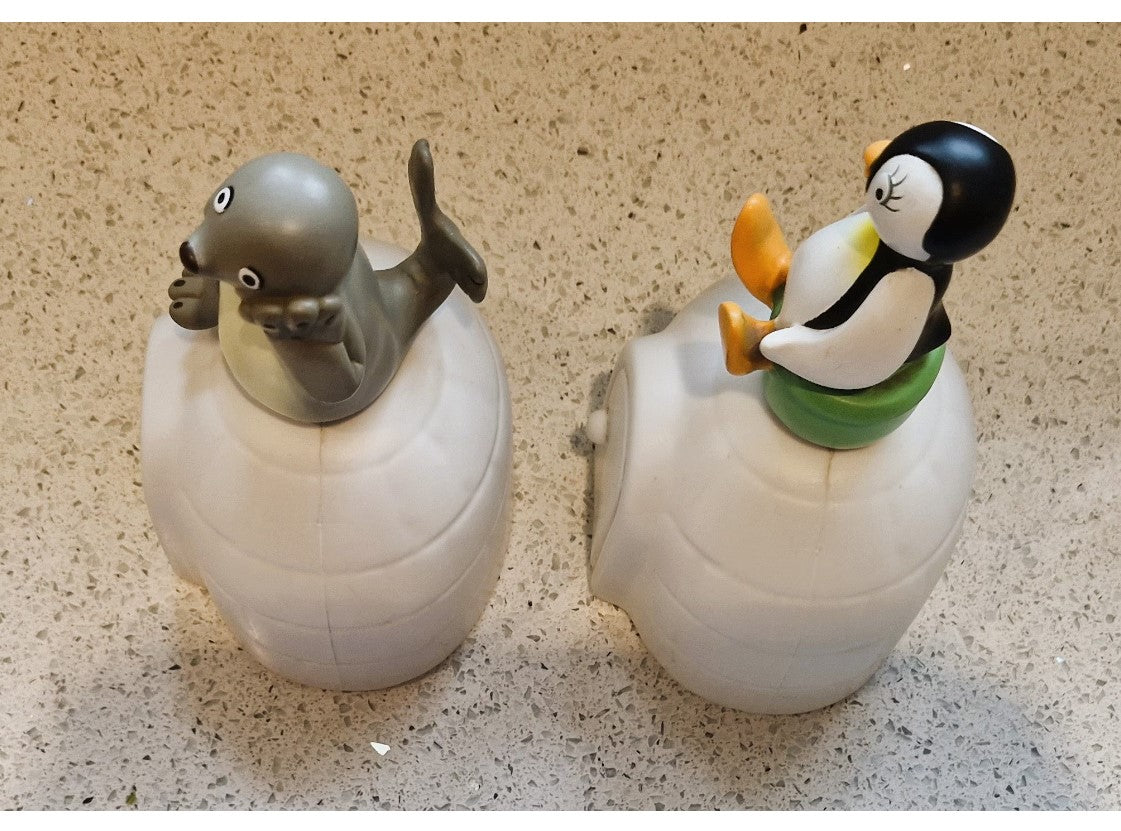 PINGU, Pinga , sister, Robbie The Seal, On An Igloo . 1990s, bubble bath bottle, Robbie, Pinga, Pingu, BBC