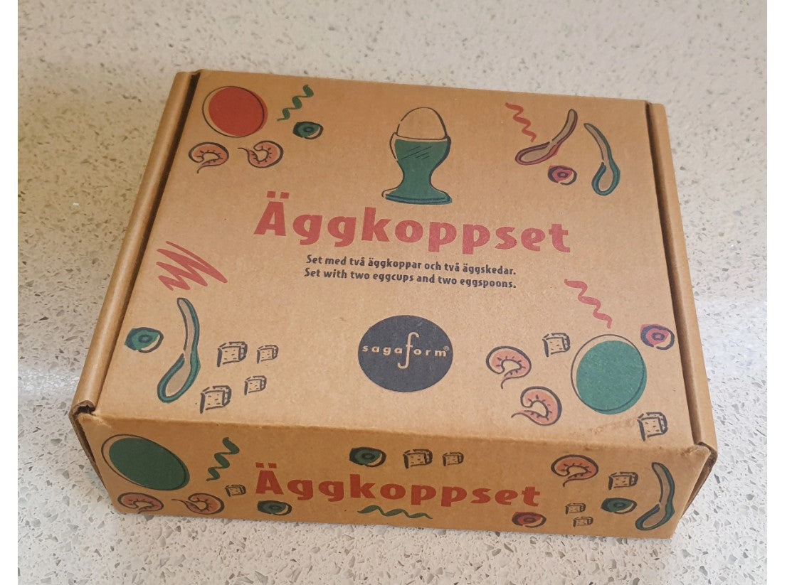 Sagaform cracked egg with Chick Tea Spoons, Egg Cup Spoons, Immaculate, Vintage