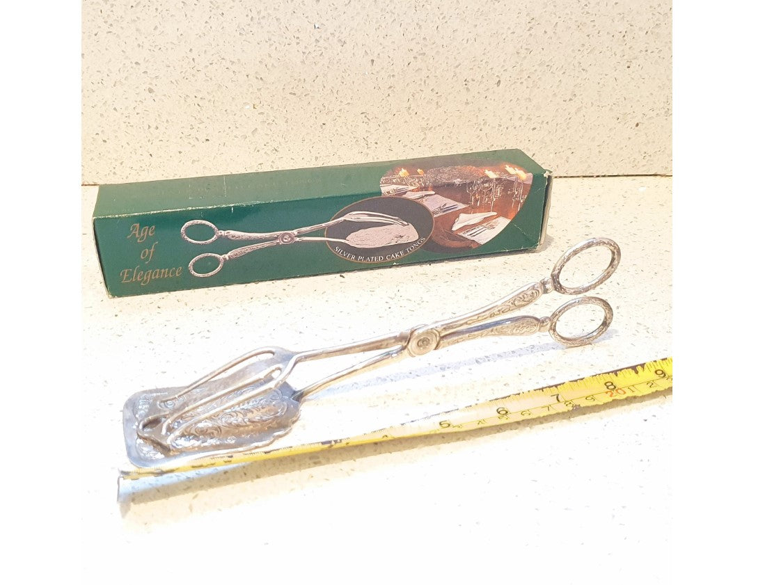 Vintage Cake Tongs, Cake Tongs, Sandwich Tongs, Afternoon Tea, Boxed, Gold coloured