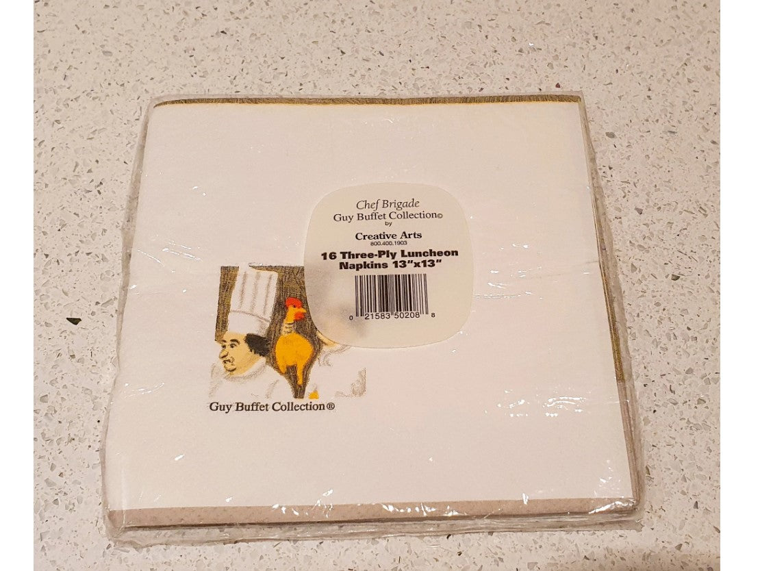 Vintage Guy Buffet collection, Waiter Cavalcade, Chef Brigade, Napkins, As New, in Original Packaging 90s